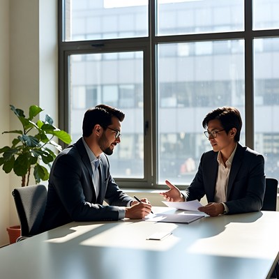 Business meeting in office setting