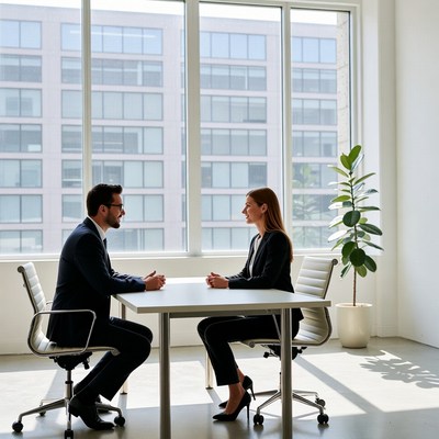 Meeting in a modern office space