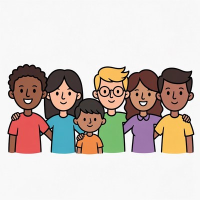 Group of friends smiling together