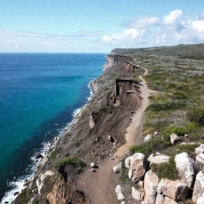 Coastal path along rocky cliff