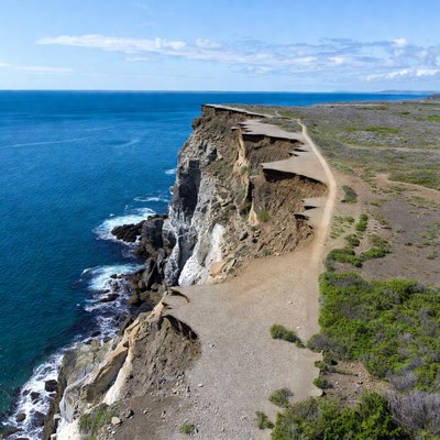 Cliffside view over blue ocean