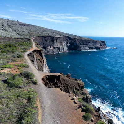 Trail along the rocky coastline
