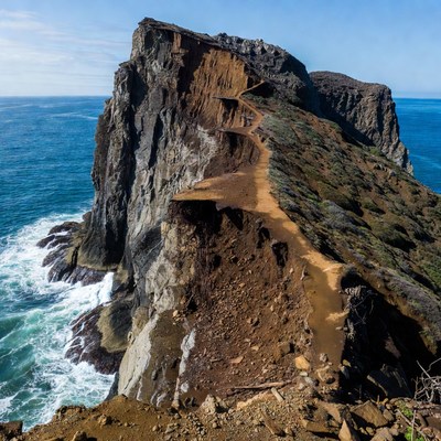 Coastal view from rocky cliff edge