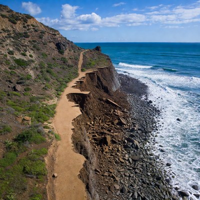 Hiking path along the coast