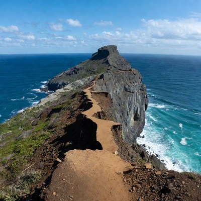 Scenic coastal path at sunrise