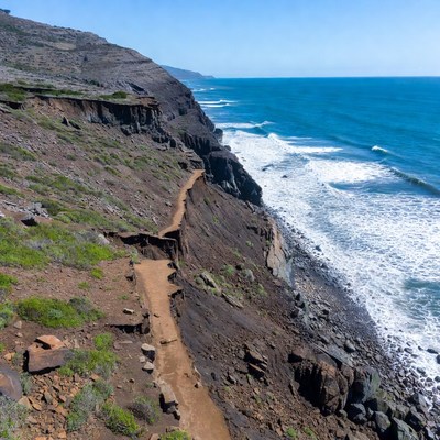 Coastal pathway along ocean waves