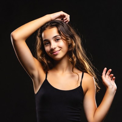 Young girl poses with playful energy