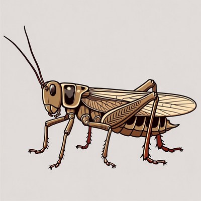 Detailed drawing of a grasshopper