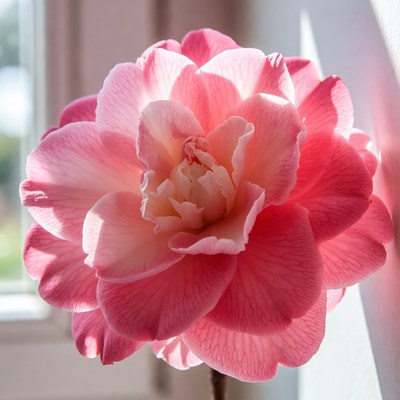Pink flower close up in sunlight