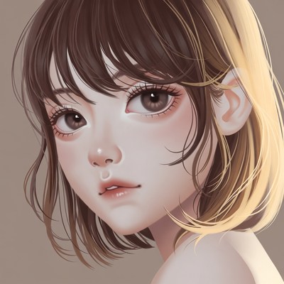 Young girl with short hair looking away