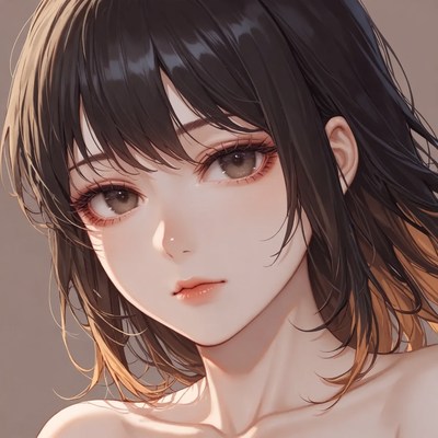 Girl with dark hair and soft features