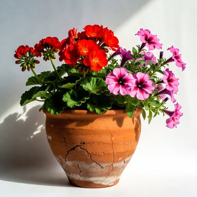 Colorful flowers in a pot
