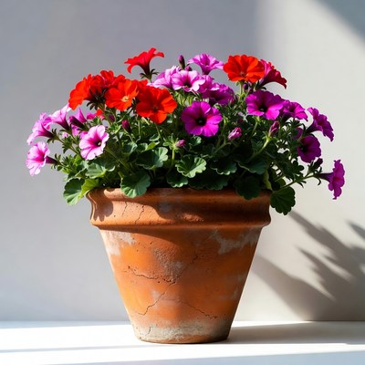 Colorful flowers in a pot