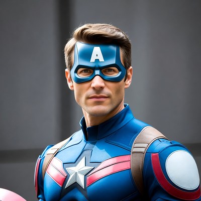 Superhero in costume stands ready