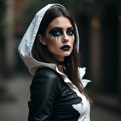 Dark urban fashion with bold makeup