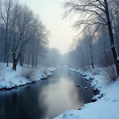 Winter morning by the river