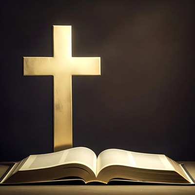 Cross and open book display