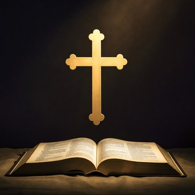 Open book with cross above