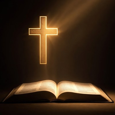 Light shining on an open book