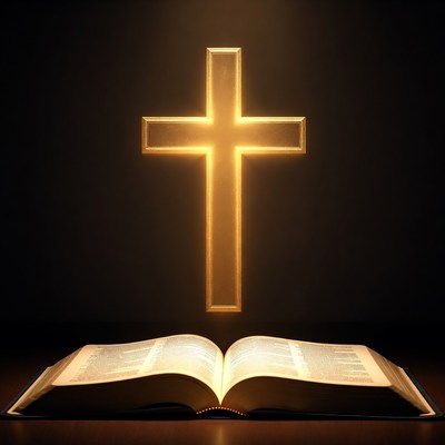 Light shining on open book