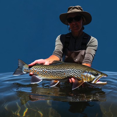 Catching a trout in clear water