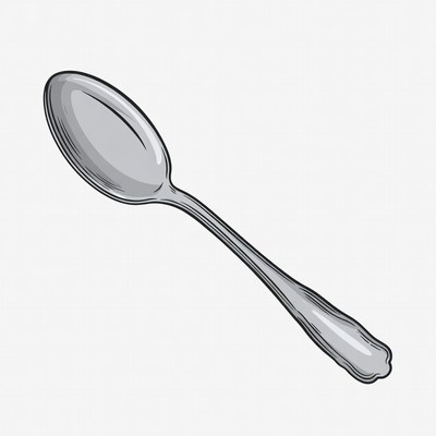Silver spoon on white background