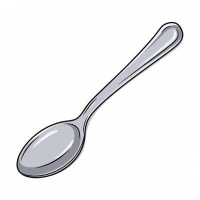 Simple silver spoon on white background