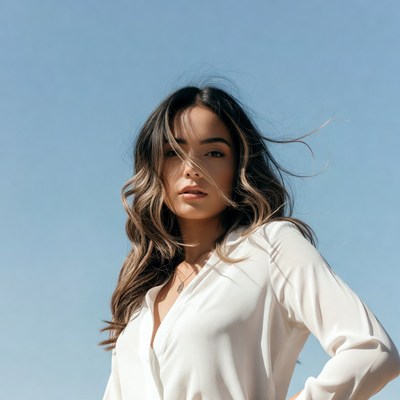 Woman standing under clear sky