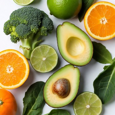 Colorful display of fruits and vegetables