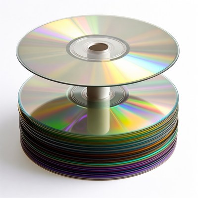 Cds stacked on a spindle holder
