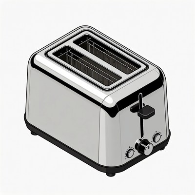 Toaster with two slots on a kitchen counter