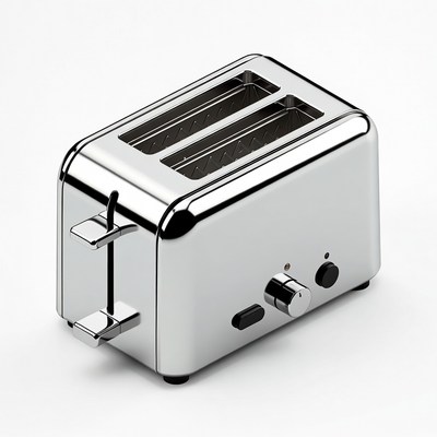 Simple silver toaster on white background