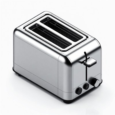 Stainless steel toaster in kitchen