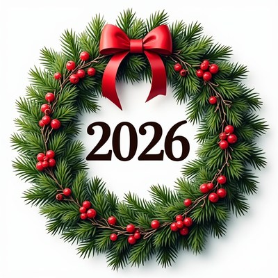 Decorative wreath for new year 2026