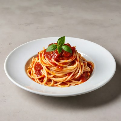 Spaghetti served on a plate