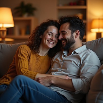 Couple enjoying time together at home