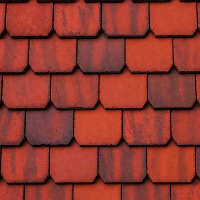 Red roof tiles in a close-up view