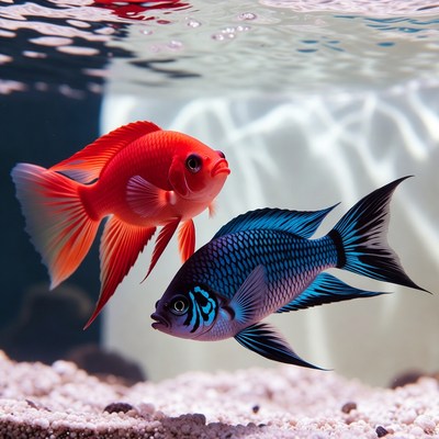 Colorful fish swimming in aquarium