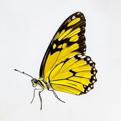 Butterfly with yellow wings in detail