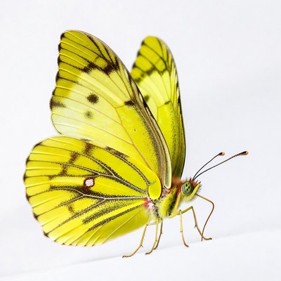Yellow butterfly on white background