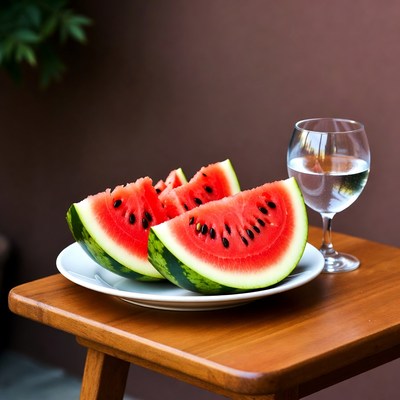 Fresh watermelon slices on a table