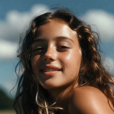 Smiling girl outdoors in summer