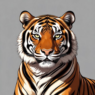 Close-up of a tiger's face with clear details