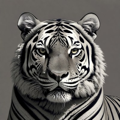 Majestic tiger in black and white