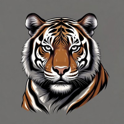 Tiger face illustration on gray background