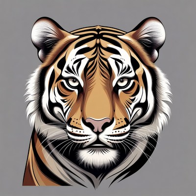 Tiger head illustration on gray background