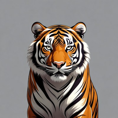 Tiger looking at the viewer in a simple setting