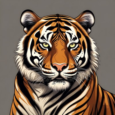 Close-up of a tiger face with detailed features