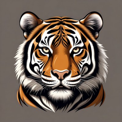 Tiger face illustration on gray background