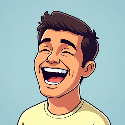 Smiling man with laughter expression